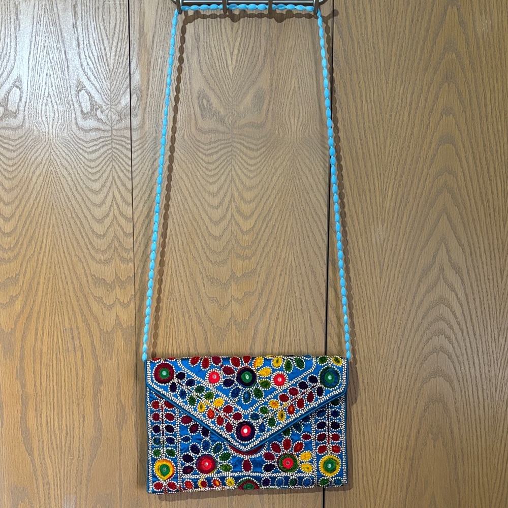 India hand crafted clutch with elephant Beaded Women's Bag